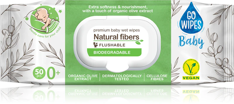 Jemné detské obrúsky GoWipes Baby Natural Fibers pre citlivú pokožku