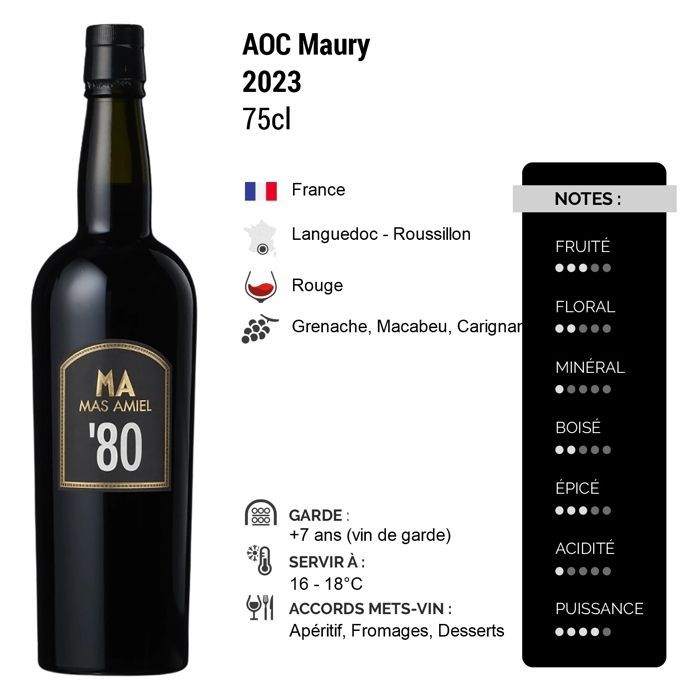 Mas Amiel Maury 2023 - Vin Rouge du Languedoc - Roussillon (3x75cl) Moelleux