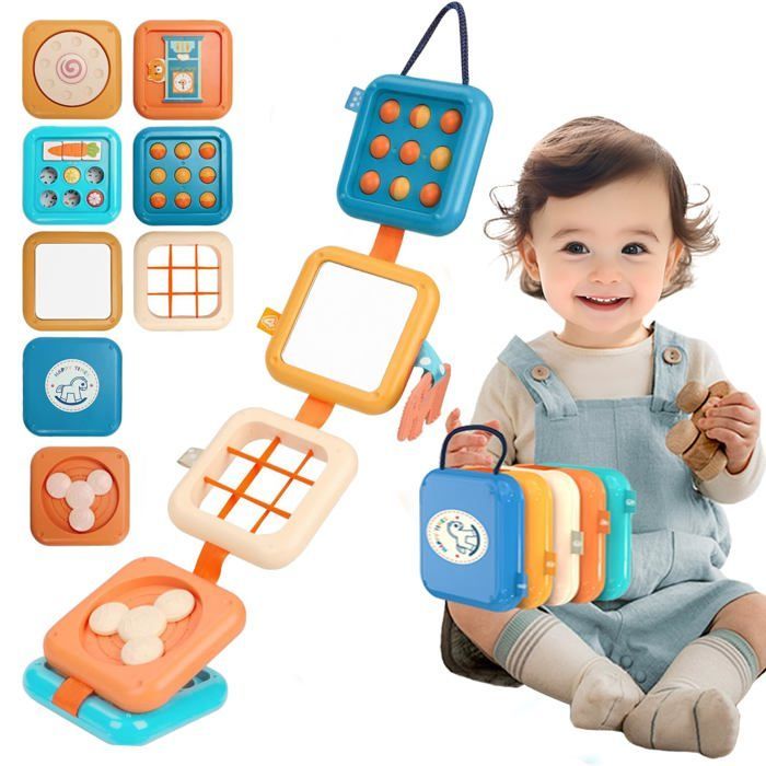 Montessori Activity Cube for Babies 1, 2, and 3 Years Old - Sensory Busy Board, Educational Travel Toy, Children's Gift.