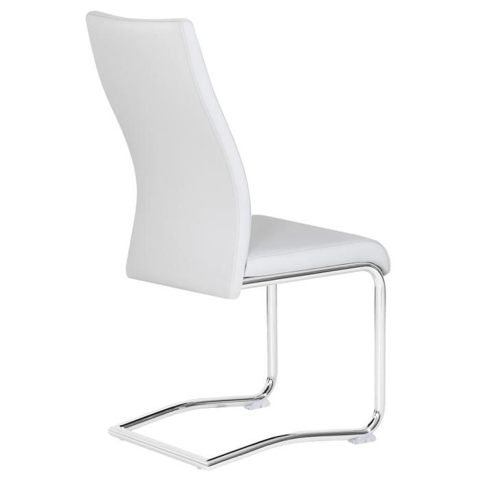 Juego de 4 sillas de comedor o cocina LOANO, silla voladiza con asiento acolchado y patas de metal cromado, color gris.