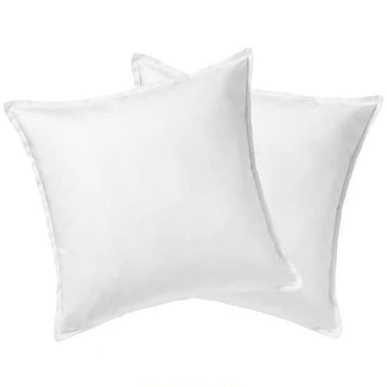 Taies d'oreiller - BLANC - 60x60cm - 100% coton - 57 fils/cm - Lavable en machine