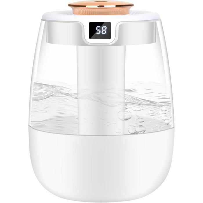 Umidificatore d'aria da 1,8 litri con display intelligente dell'umidità, ultra silenzioso (20 dB), autonomia di 20 ore, luce LED, spegnimento automatico.