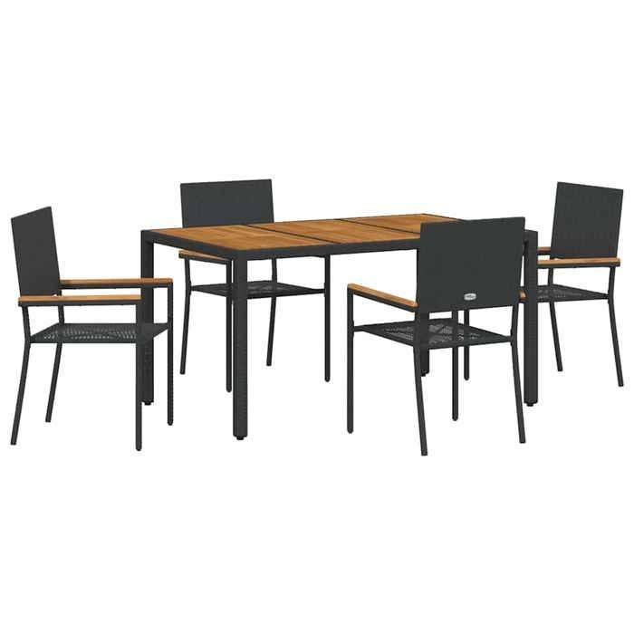 STAR SALE® Juego de mesa y sillas de jardín (5 piezas) - Resistente a los rayos UV - Poliratán negro 150x90x75 cm T84