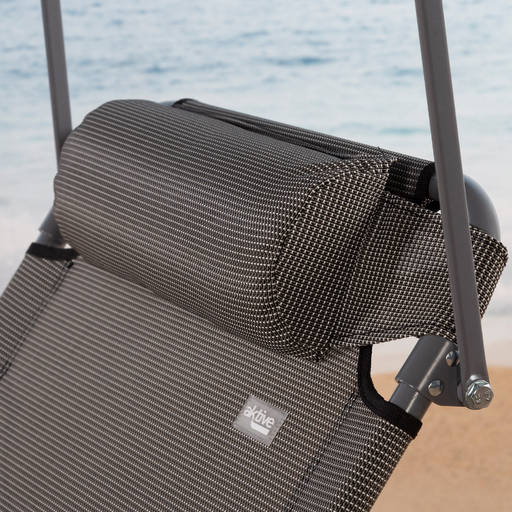 Aktive foldbar strandsolseng med parasol og polstret hynde, grå