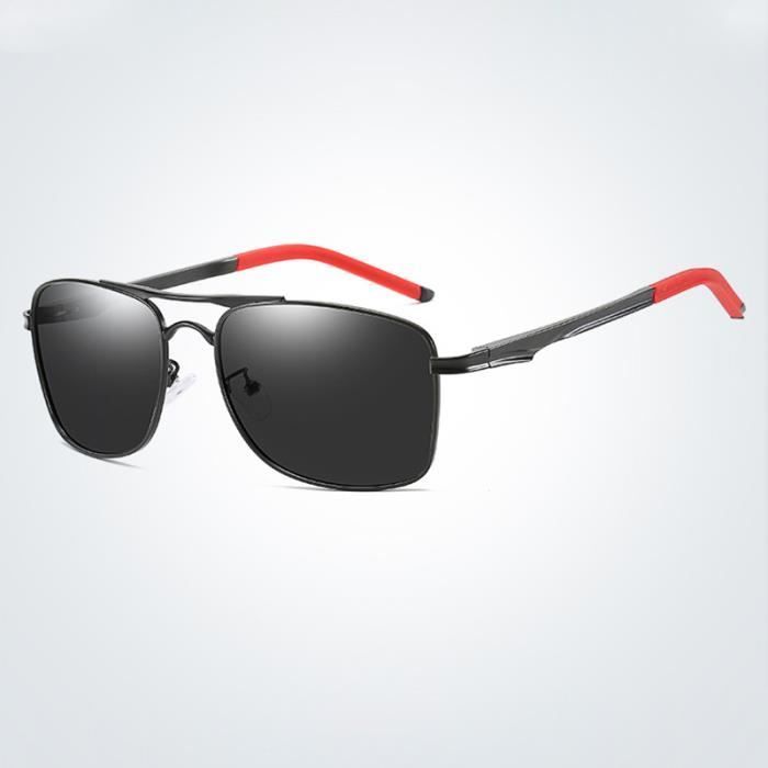 Occhiali da sole polarizzati da uomo SHARPHY - Classici - Metallo - Rosso/Nero - Protezione 3