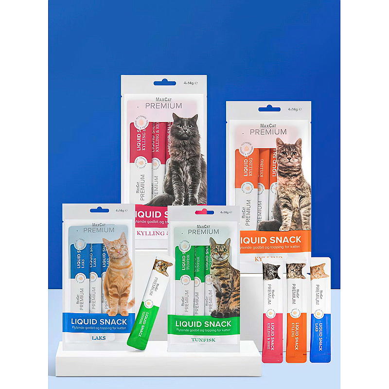 MaxCat Snacks para gatos 4x14 g Salmón líquido MaxCat