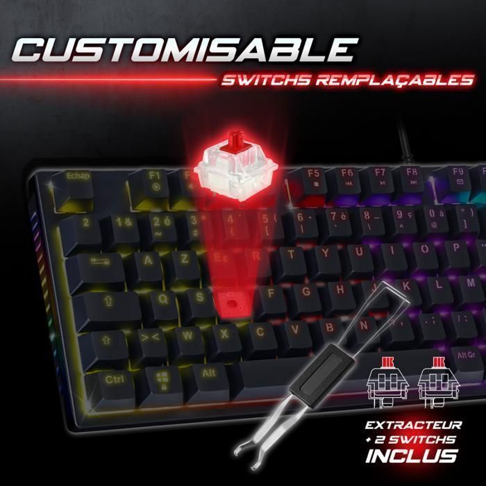 Mekaaninen pelinäppäimistö - Spirit of Gamer - XPERT-K250 - RGB - Haamujenestolla - Hot swap -yhteensopiva