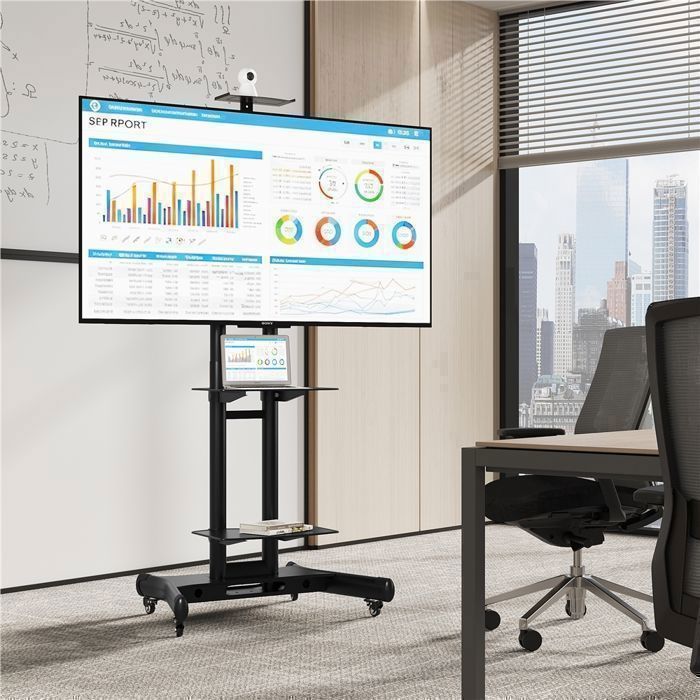 Freistehender TV-Ständer – 3 Ablagen – 2 Stangen, höhenverstellbar – geeignet für Bildschirme von 32 bis 75 Zoll (LCD/LED/Plasma), max. VESA 600 x 400 mm, YAHEETECH