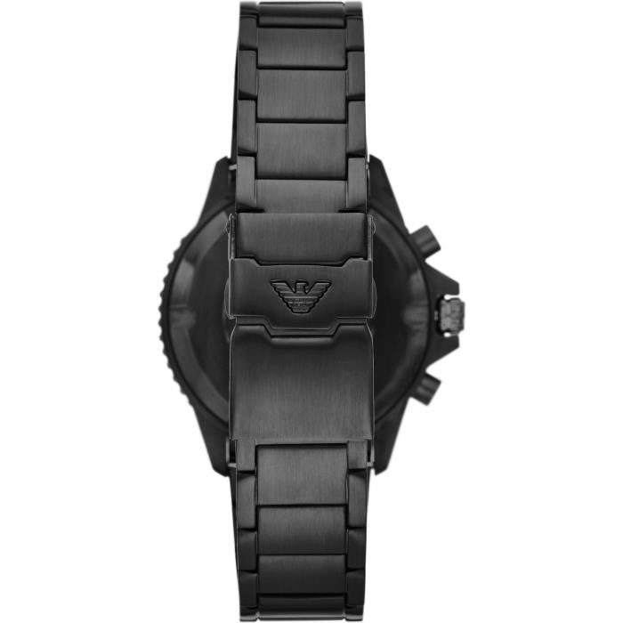 Emporio Armani AR11363 herenhorloge met quartz chronograaf en zwarte roestvrijstalen armband.