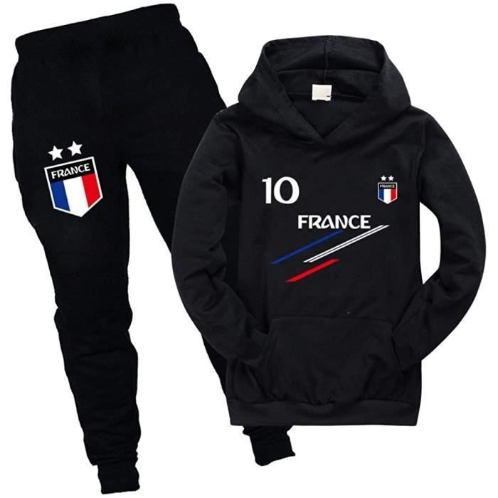 Survêtement de Football France 2 étoiles Enfant Noir - Garçon - Manches Longues