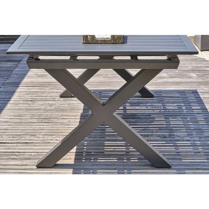 Mesa de jardín - Gris antracita - Aluminio - 10 plazas - 180/240 x 100 cm - Florida