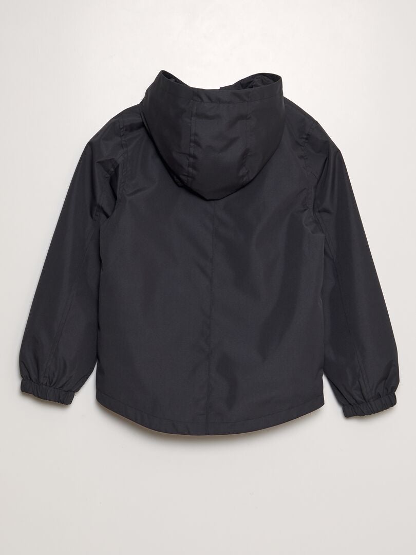 Parka impermeável com capuz - PRETA