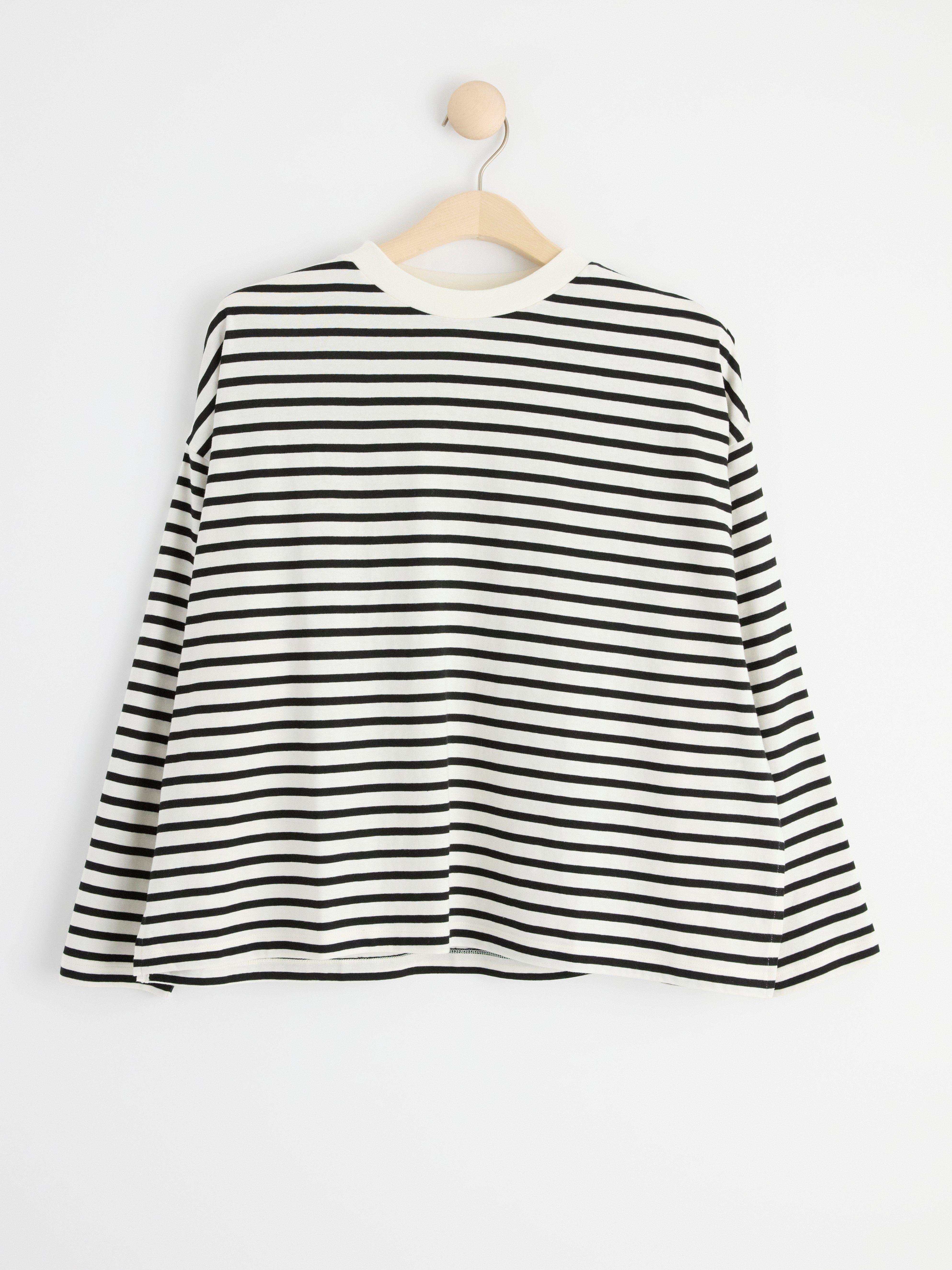 Top de manga larga a rayas MOM, color blanco claro
