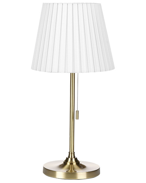 Lampka biurkowa mosiężno-biała metalowa