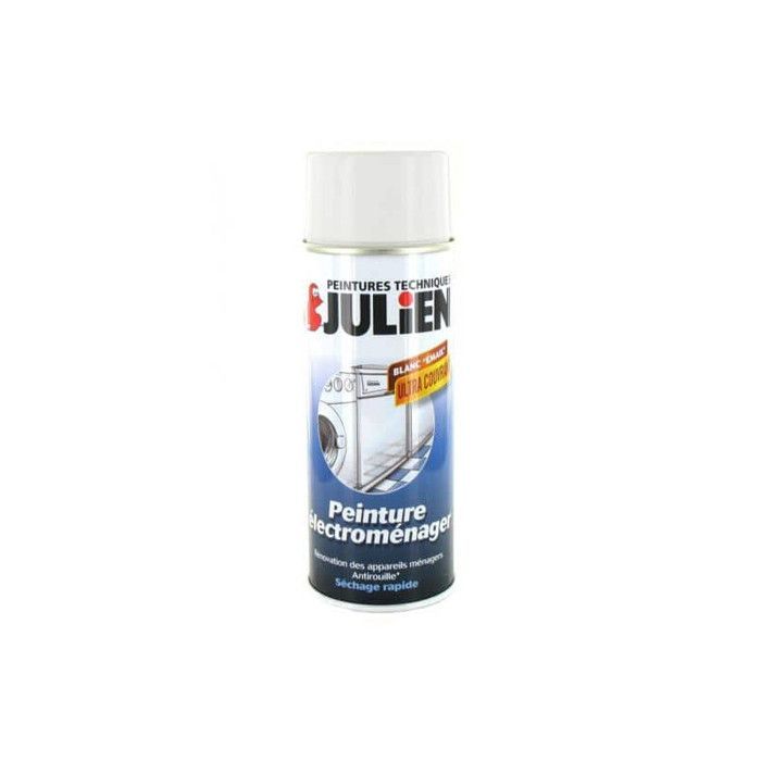 Peinture aérosol - Julien - Blanc frigidaire - 400ml - Glycérophtalique - Brillant