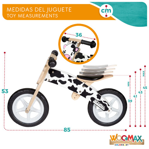 Bicicleta de equilíbrio Woomax Cow