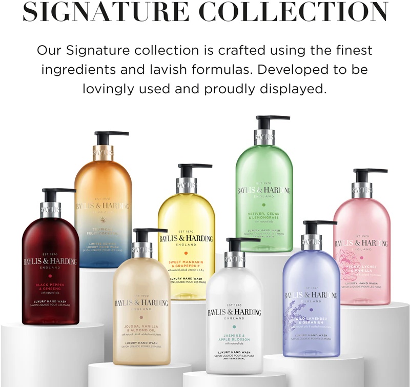 „Baylis & Harding“ skystas rankų muilas su simondsijų, vanilės ir migdolų aliejumi