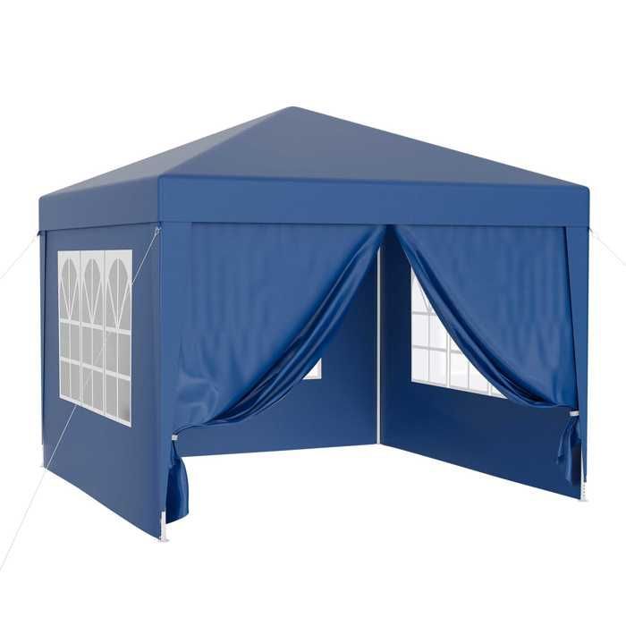 Pabellón Wiltec de 3 x 3 m en azul con protección UV 50+, cenador de jardín con laterales desmontables, carpa para fiestas con ventanas para