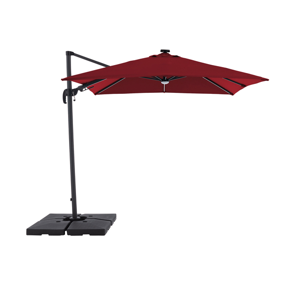 Lampă solară suspendată cu LED-uri din aluminiu, 250 x 250 cm, bordeaux