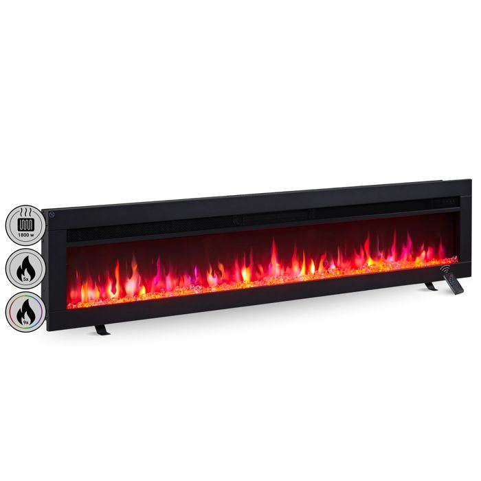 BALDERIA Agnes 60 Caminetto elettrico - Installazione a parete o a incasso - Nero