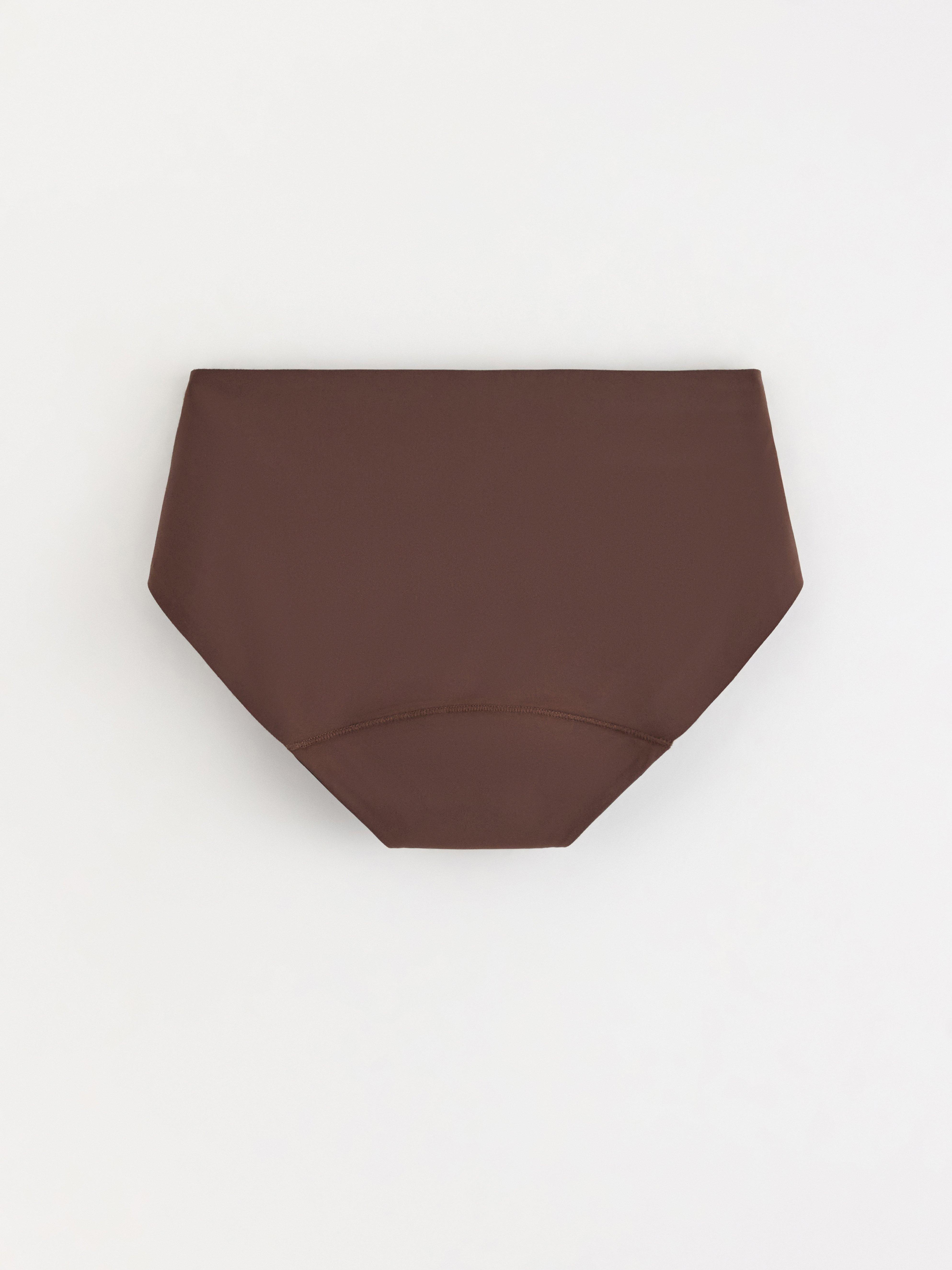 Menstruační kalhotky s vysokou absorpcí – obepínající boky – Female Engineering DK Brown