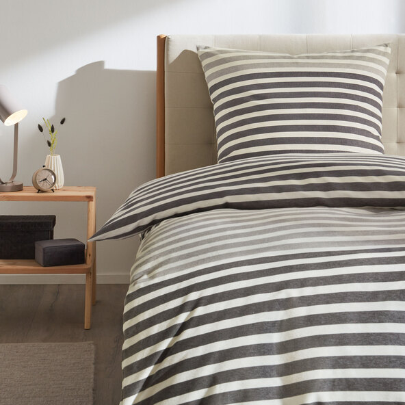 Flannel bed linen, 155 x 220 cm, striped