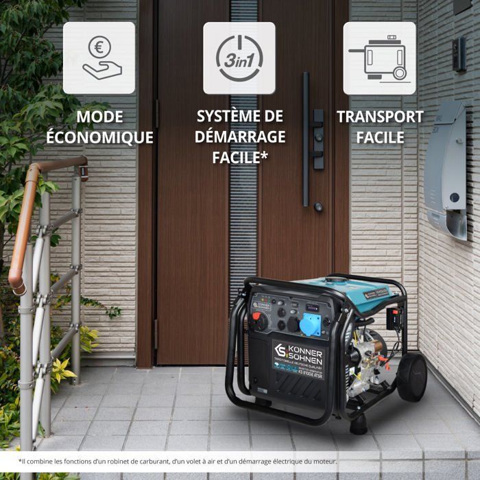 Generador inversor KS 8100iE ATSR, potencia máxima/nominal 8500W/8000W