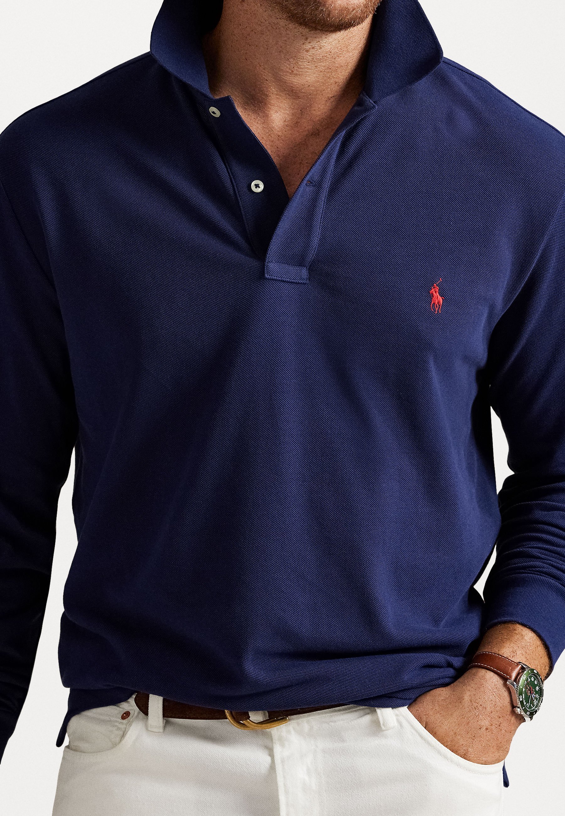 Polo Ralph Lauren Big & Tall poloshirt met lange mouwen - Poloshirt - Newport Navy