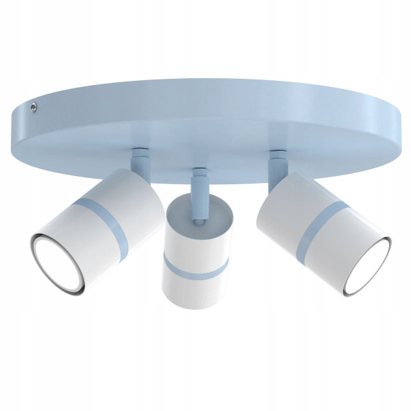 Lampa sufitowa plafon regulowane 3x gu10 niebieska