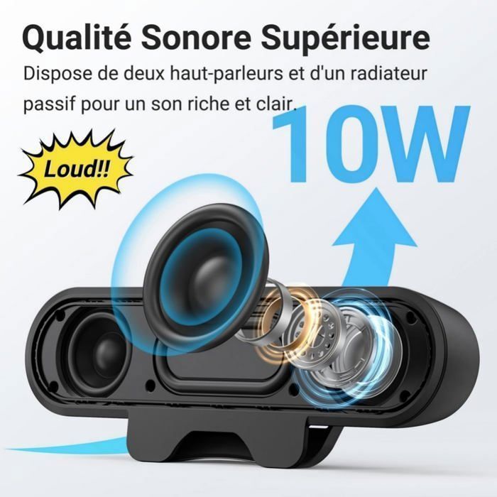 PC Speaker, USB PC Speaker for Monitor, Mini Soundbar with Clip for Laptop, Mac, Desktop, Plug and Play