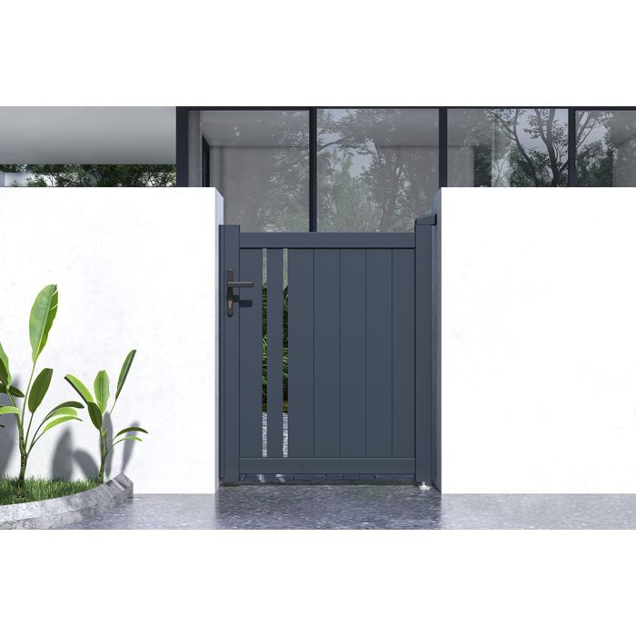 Puerta - Casanoov - GIONA - 1 m de altura (120 cm) - Gris antracita - Aluminio