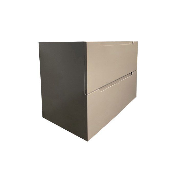 Wall-hung single sink vanity unit with column - Taupe - 80 cm - STEFANIE
