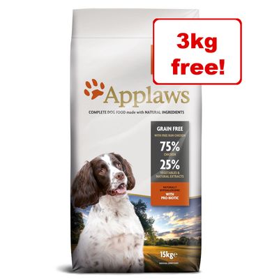 15 kg de croquettes Applaws pour chiots et chiens adultes - 12 kg + 3 kg offerts !*
