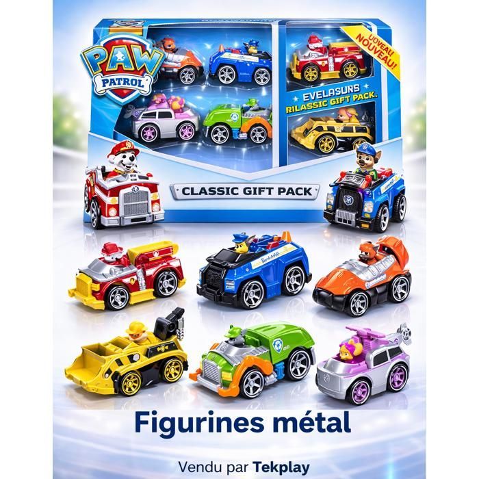 Set di 6 macchinine in metallo di Paw Patrol ispirate al cartone animato - Giocattolo per bambini.