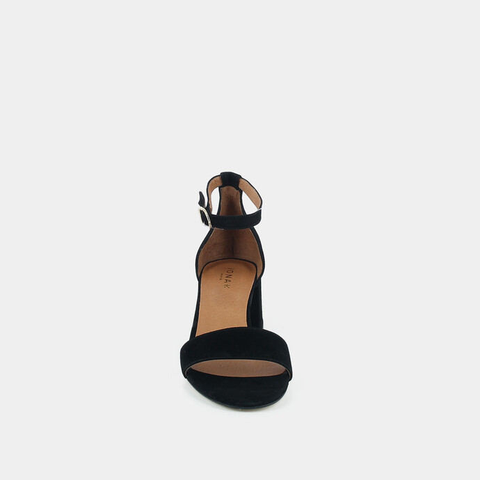 Sandales à talons carrés  en velours noir