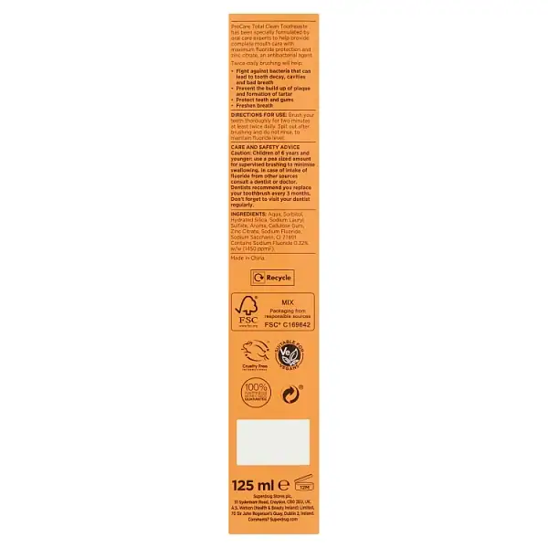 Superdrug ProCare Total Clean Zahnpasta 125 ml