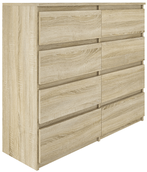 Komoda BASIC 8 szuflad – Dąb Sonoma | 120x97x40 cm