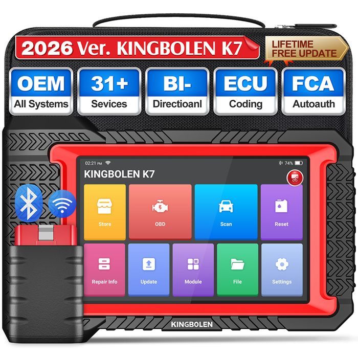 Herramienta de diagnóstico automotriz KINGBOLEN K7 OBD II con actualizaciones gratuitas de por vida, 31 servicios, bidireccional, codificación de ECU.