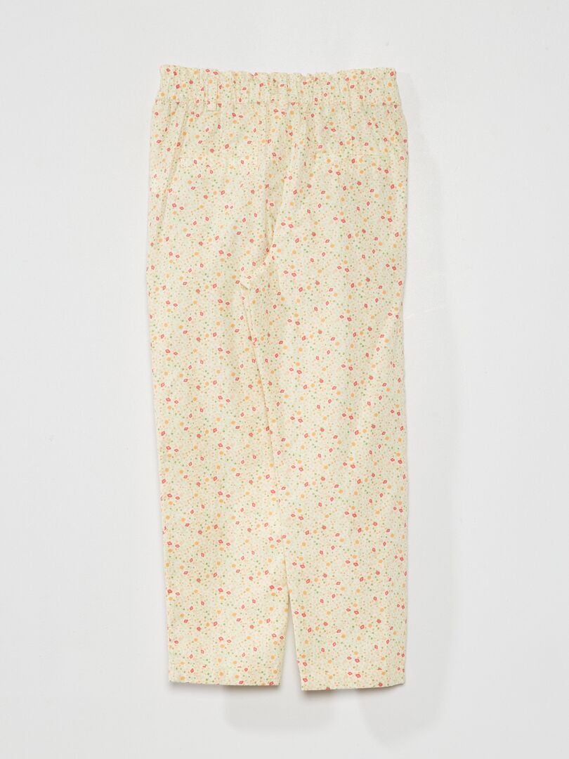 Bedrukte rechte broek met riem - WIT