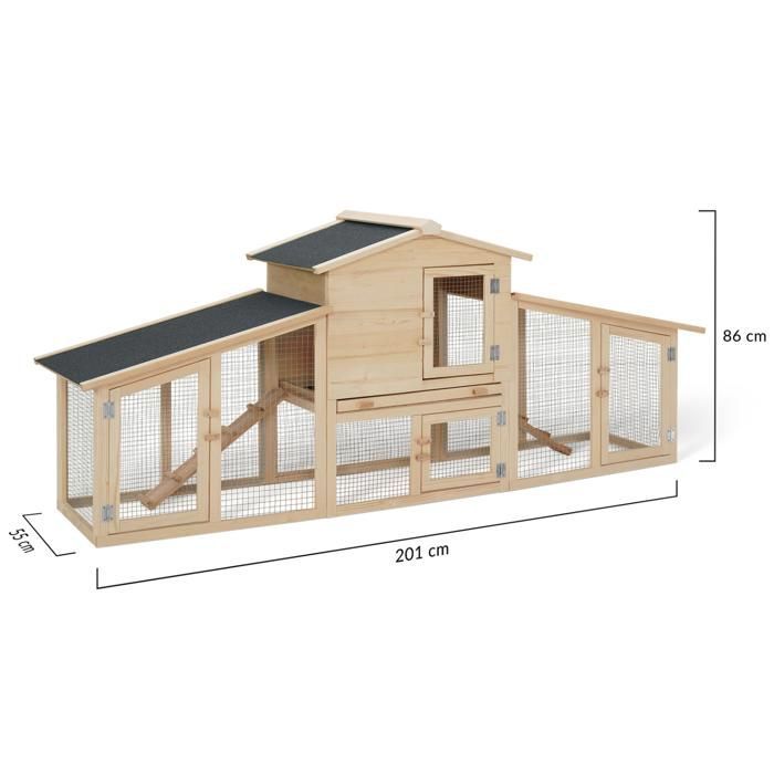 IDMARKET VIP Gallinero con jaula doble de madera XXL