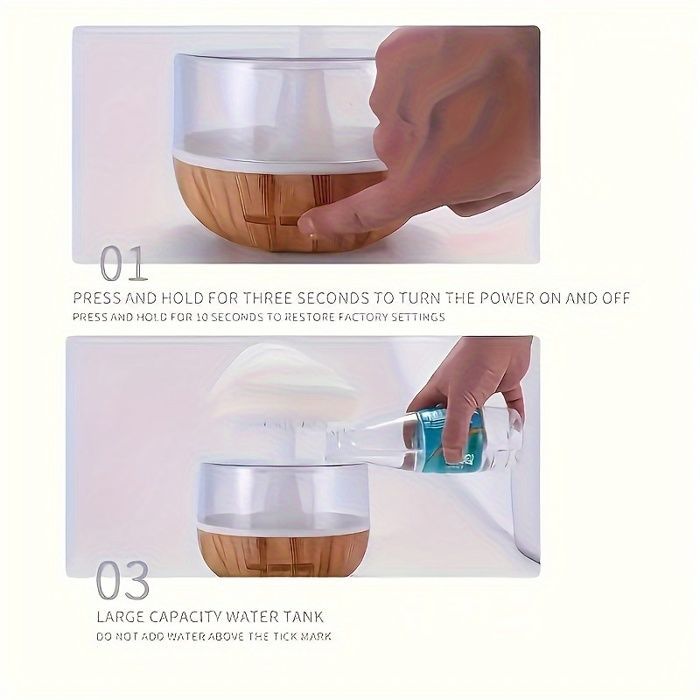 Humidificador - SIN MARCA - Moderno - Alimentación USB - Brillo ajustable - Madera y plástico