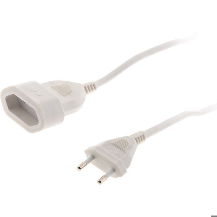Cable de extensión HO5VV-F de 2x1mm² - 5m - blanco - Zenitech