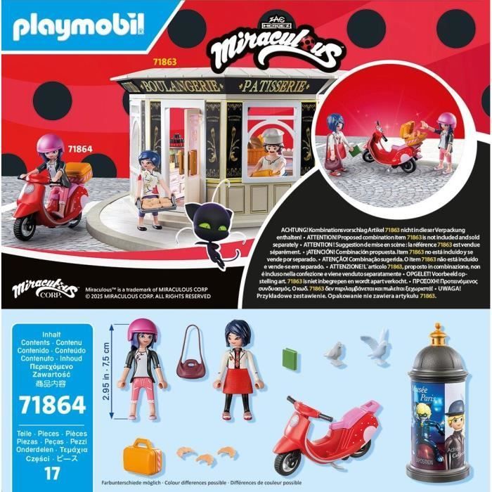 PLAYMOBIL 71864 Marinette à scooter & Kagami, Miraculous, 17 pièces, dès 5 ans