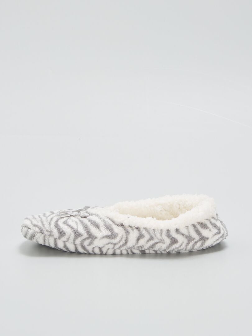 Pantuflas de forro polar con estampado de leopardo - GRIS