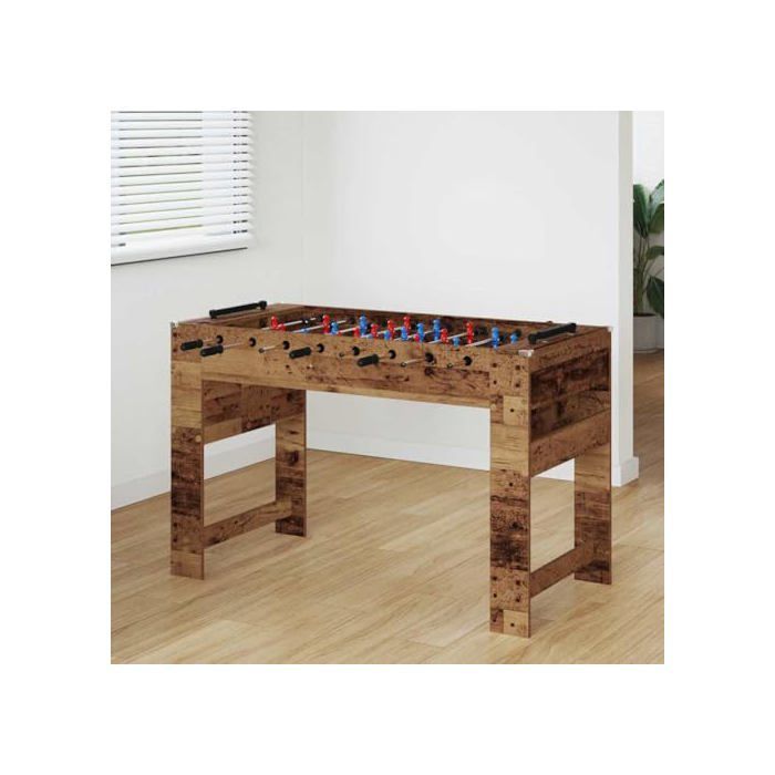 vidaXL Tafelvoetbaltafel van bewerkt hout - Antiek hout - 125x60,5x80 cm - Antislip handgrepen - 22 spelers