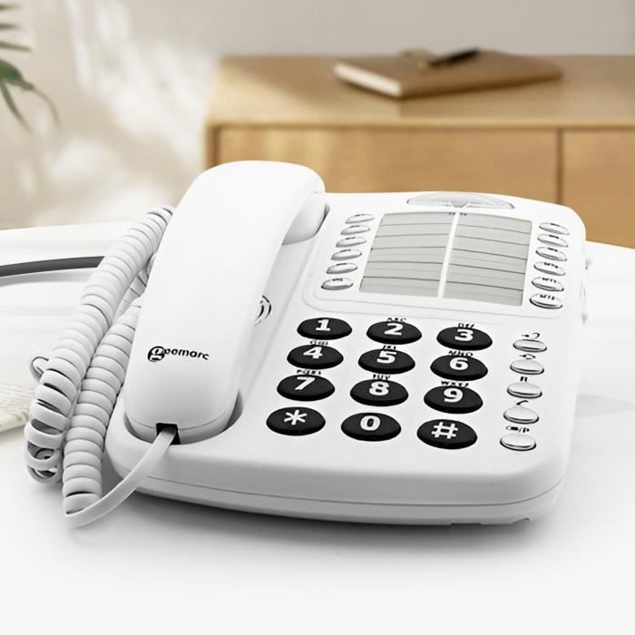 Teléfono fijo para personas mayores - GEEMARC - CL1100 - Amplificado 30 dB - Timbre potente 80 dB - 12 marcas rápidas