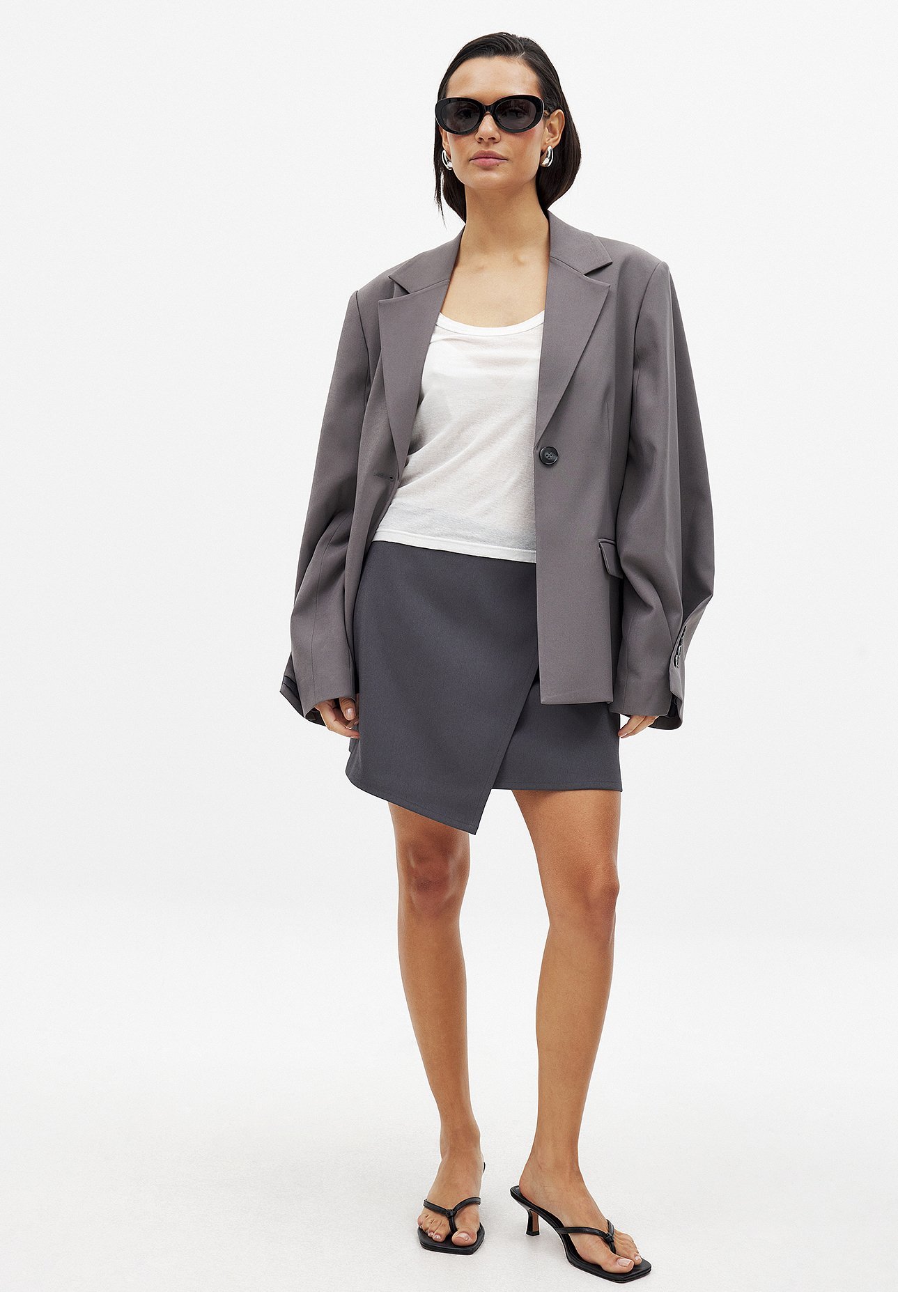 NA-KD OVERLAP - Átköthető szoknya - szürke