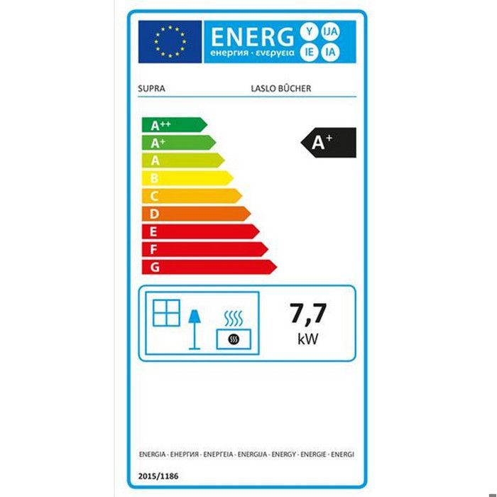 Poêle à bois étanche - SUPRA - Laslo - Acier - 7kW - Surface jusqu'à 100m2 - Noir