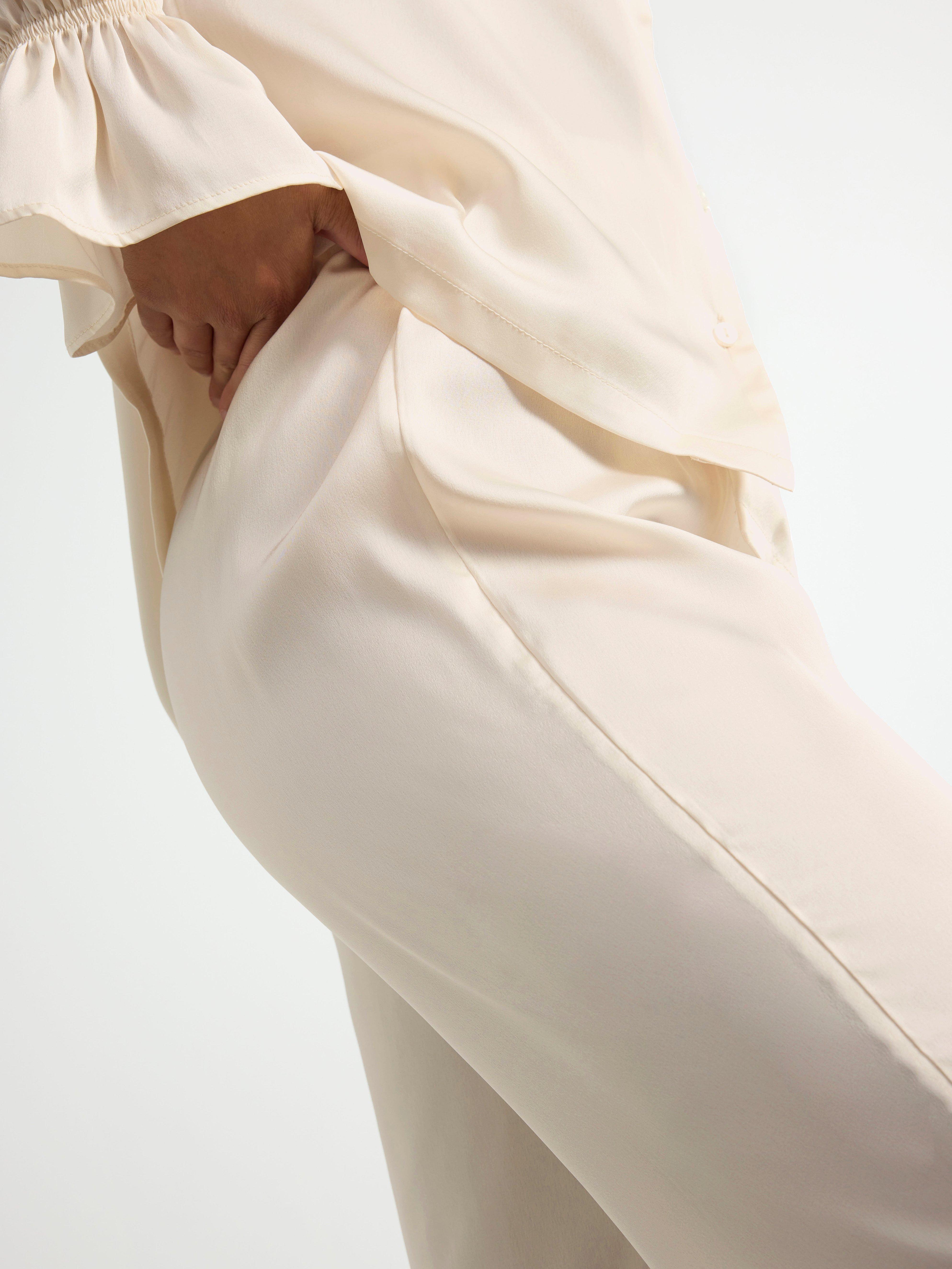 Pyjamasbyxor en satin blanc