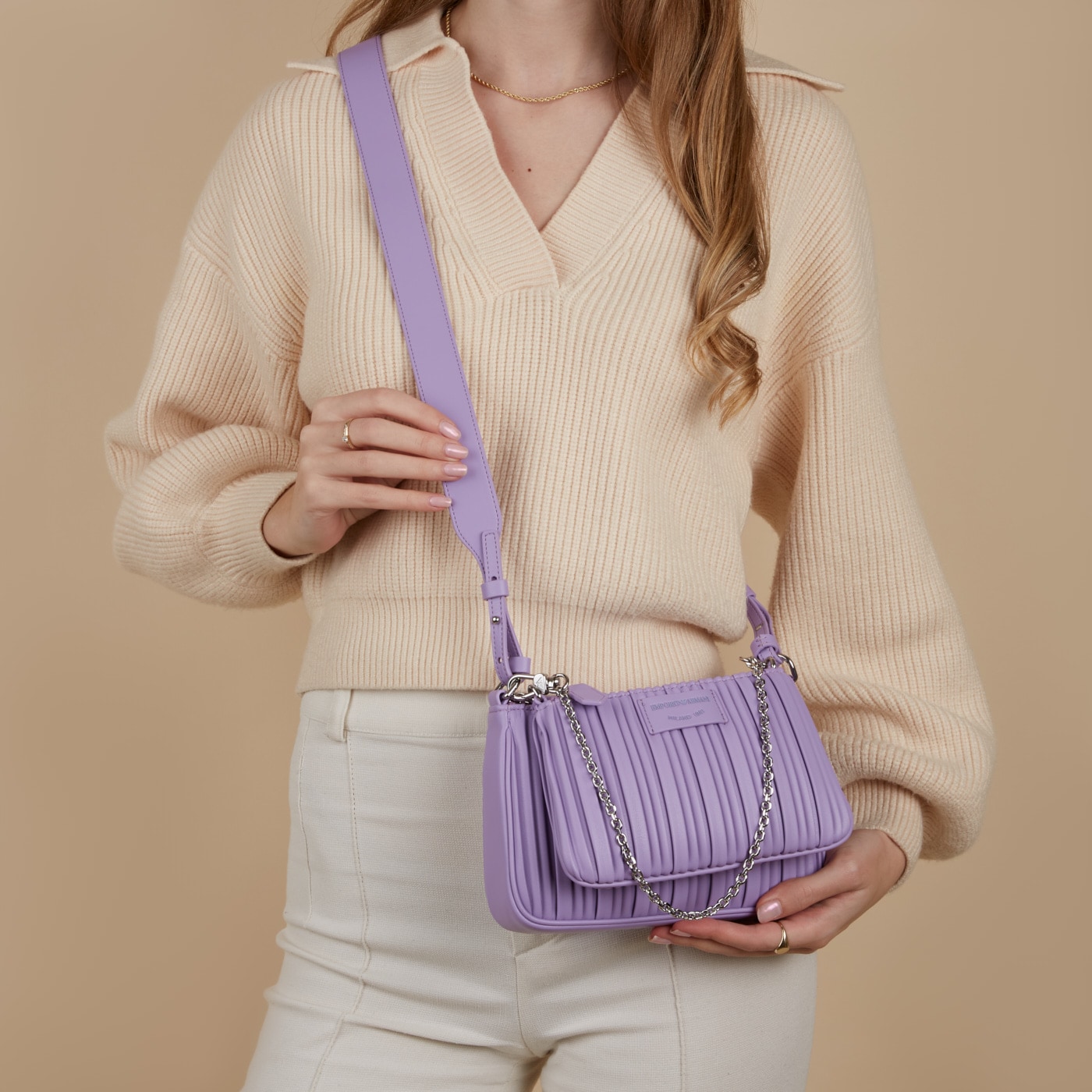 Emporio Armani schoudertas, paars - imitatieleer - violet